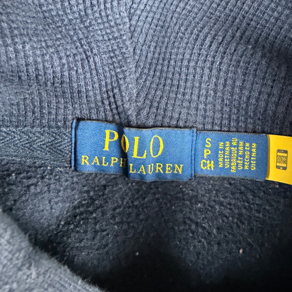 Polo Ralph Lauren Mens Small Navy Blue Full Zip Hoodie Yellow Pony Logo Fleece - Picture 5 of 10